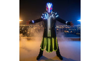 Full-Body LED Costume Glow Glowing Suit with Helmet Nightclub Light up Costume Wearable for Cosplayers, Halloween