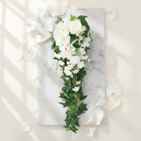 Korean Design Waterfall Wedding Flower Arrangement Elegant Waterfall Bridal Flower Arrangement Lifelike for Brides, Outdoor Ceremony