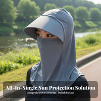Full Face Sun Cover Breathable Protection Hood Cover Full Face Cover Sun Hat Triple-Function Cooling Balaclava with Brim Skin