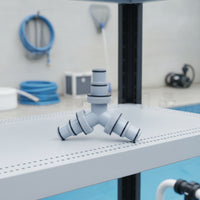 Pool Hose Connector Triple-Outlet Y-Connector with Threaded Collars Ribbed Threaded Hose Adapter for Maintenance Technicians