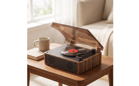 Wood-Grain CD Player with Speakers Retro CD Player with Bluetooth Compact Small for Audiophiles, Home, Bedroom, Office