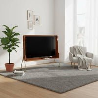 Solid Wood Mobile TV Stand Space Saving Mobile TV Stand with Mount Cable Management Retro Media Console for Bedroom