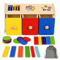 Child-Centered Wooden Color and Shape Sorter Hand-Eye Coordination Wooden Box with Drawers Matching Box with Drawers Learning for Homeschool