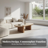 2 Pieces Minimalist Design Oval and Round Coffee Table Set Natural Texture Top Living Room Furniture Antique aesthetic Accent Tables Heat-Resistant for Apartment Dwellers, Interior Designers, Homeowners, Lounge Area, Home Office