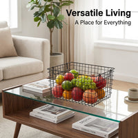 Wire Mesh Fruit Basket for Kitchen Countertop and Vegetable Storage, Large Metal for Shelves in Multiple Rooms, Electroplated Finish