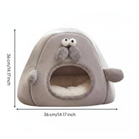 Small Pet Shelter Bed Cold-Weather Pet Cave Bed Two Use Enclosed