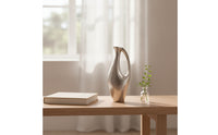 Metal Pitcher Vase Minimalist Ribbed Metal Vase Sturdy Decorative Pitcher for Entryway, Coffee Table, Hotel