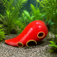 Aquarium Hideaway Chili, Glossy Chili Pepper Resin, Safe Cave for Freshwater & Saltwater Aquariums, Fish Hideaway Ornament