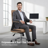Ergonomic Rolling Seat Height Adjustable Highspine Support Rotating Chair With Armrests sturdyDuty Base for Conference Room