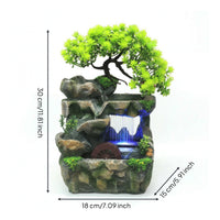 Rock Water Feature with Tree Nature-Themed Tabletop Water Feature Compact for Reception Desk