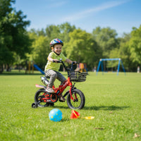 High Carbon Steel Frame Foldable Training Cycle Folding Kids Bike with Training Wheels Children's Pedal Bike with Basket for Boys