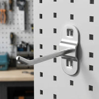 Single Hook Pegboard Hooks, Iron Pegboard Hooks for Workshops, Galvanized Metal Pegboard Accessories, Silver Metallic 3kg Capacity