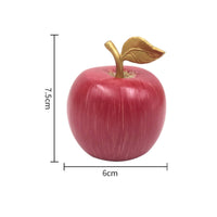 Red Finish Desktop Apple Decor Gold Stem Artificial Apple Ornament for Home Display