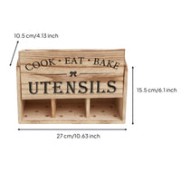 Rustic Wooden Utensil Holder Farmhouse Wooden Countertop Organizer Sturdy Container Minimalist for Coffee Bar