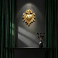 Resin Sacred Heart Wall Decoration Metallic-Looking Finish Sacred Heart Wall Plaque Raised Detailing for Catholics, Home Altar