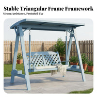 Solid Wood Construction Freestanding Multi-Person Swing Weather-Resistant 2-Person Canopy Swing Lattice Backrest Outdoor Furniture Reinforced Frame for Children, Homeowners, Courtyard, Garden, Backyard, Patio