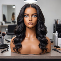 Female Mannequin Head Realistic Mannequin Head with Shoulders Tan Hairpiece Stand Stand for Jewelers, Cosplayers, Salons, Storefronts, Photo Shoots