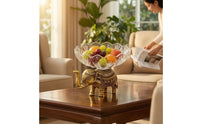 Bowl with Elephant Base Decorative Pachyderm Fruit Bowl Brass-Colored for Hosts, Entryway