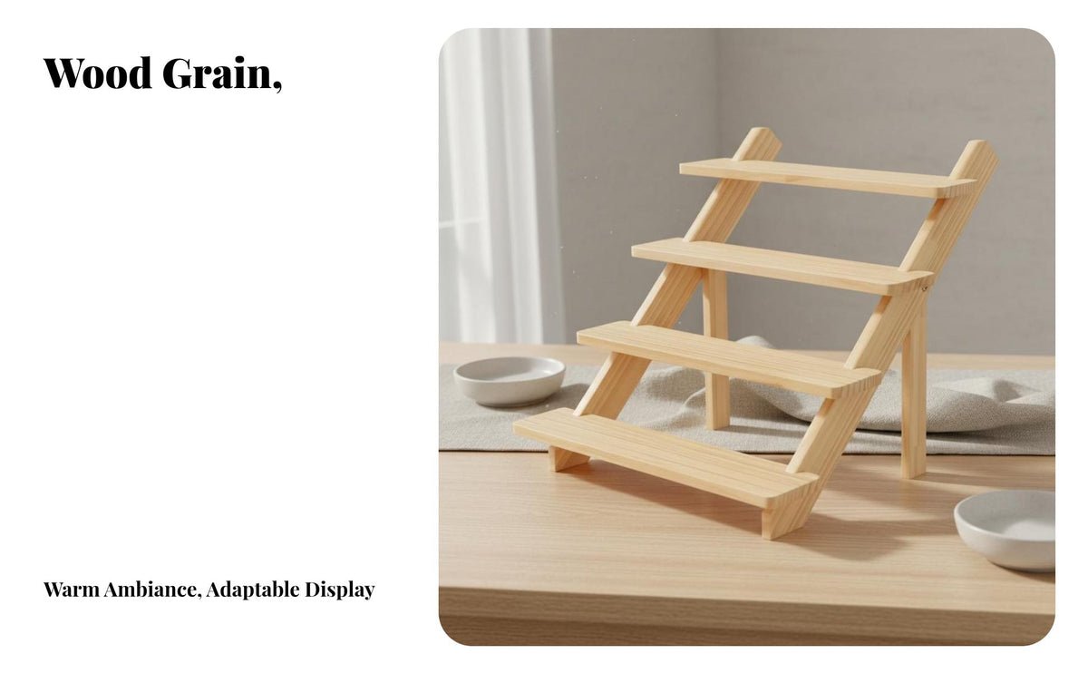 Tiered Wooden Display Stand Full Wood Jewelry Display Riser Wooden Riser Stand Nordic Aesthetic Vendor Event Shelf