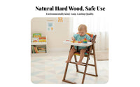 Space Saving Design Foldable Wooden High Chair Easy to Clean Wooden High Chair Removable Tray Solid Wood Toddler Seat Non-Slip Feet for Toddlers, Restaurant Owners, Grandparents, Mealtime, Travel, Home, Kitchen