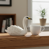 Japanese Zen Garden White Swan Micro Landscape Ornament for Home Decor