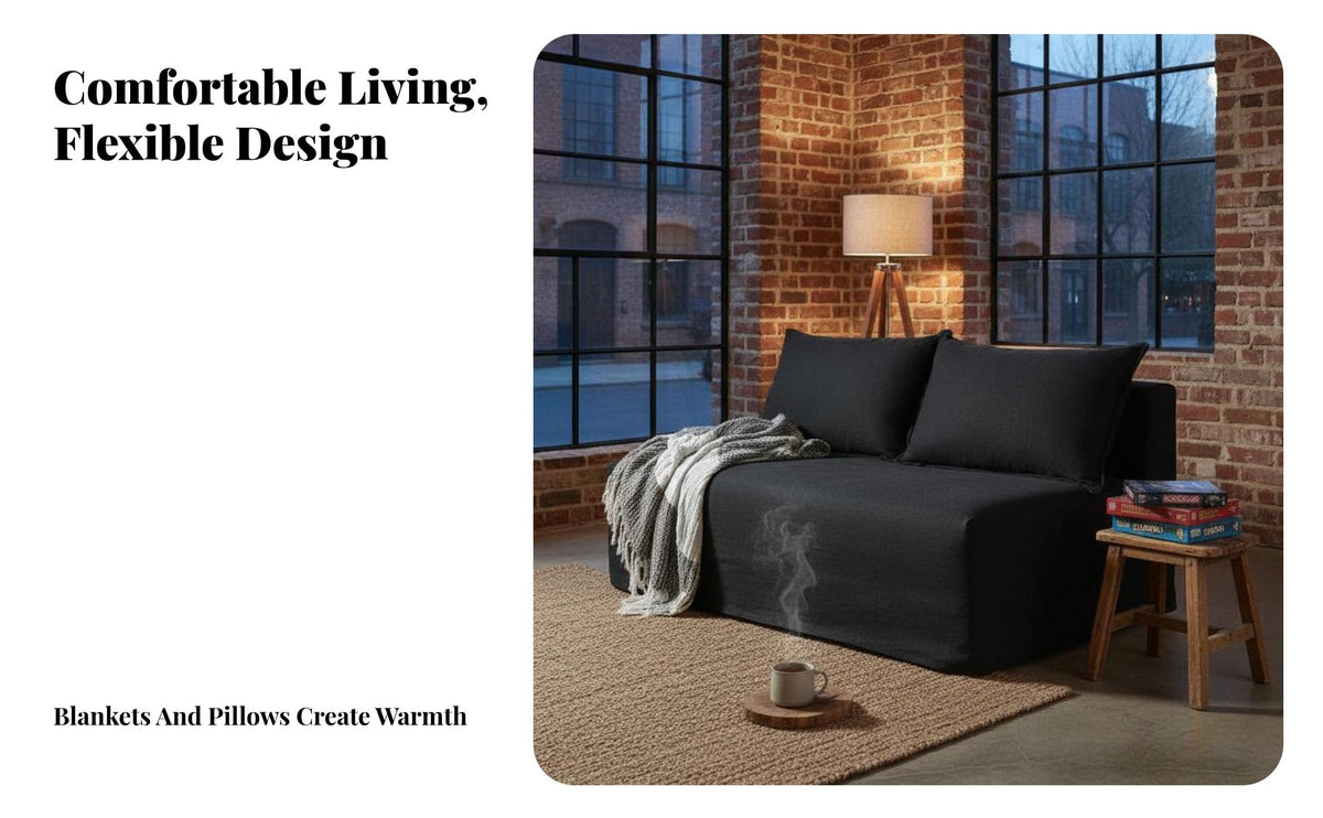 Removable and cleanable Cover Minimalist Two-Seater Couch Wabi-Sabi Inspired 2-Seater Loveseat Nordic Design Living Room Seating Japanese Aesthetic for Apartment Dthis designllers, Homeowners, Students, Small Spaces, Lounge Area, perusing corner, Bedroom