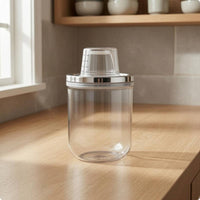 Clear Body Transparent Storage Jar Silver Rim Measurement Jar for Kitchen