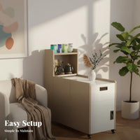 Rock Slab Countertop Rolling Sofa Cart Movable with Locking Wheels Wheeled Accent Table Lockable Casters Storage Cabinet Scratch-Resistant for Apartment Dwellers, Homeowners, Living Room, Small Areas, Lounge Area, Home Office