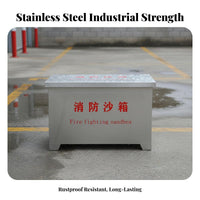 Fire Sand Box Rust-Resistant Stainless Steel Sand Bin Firefighting Supply Cabinet for Officers, Gas Stations, Warehouses