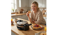 Double-Sided Heating Electric Waffle Waffle Iron Nonstick Surface Rotating Waffle Waffle Iron Temperature Control Breakfast Appliance Indicator Lights