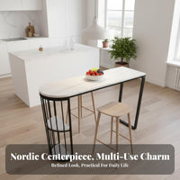 Light Luxury Design Sintered Stone High Table Minimalist Design High Top Pub Table Stain Resistant Kitchen Island Bar Versatile Use for Apartment Dwellers, Homeowners, Couples, Breakfast Nook