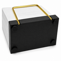 Square Napkin Holder, Metal Wood Serviette Holder for Dining Table, Modern Varnish Napkin Dispenser, 70 Count Upright Tableware