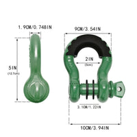 2 Pieces Protective Shackles with Rubber Sleeve Threaded Bow Shackles Smooth Shackle with Screw Pin Heavy-Duty for Truck Owners, off-Roaders, Towing, Vehicle Recovery