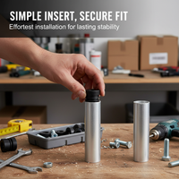 Adjustable Round Tube Inserts with M6/M8 Threaded Nuts for Furniture Legs