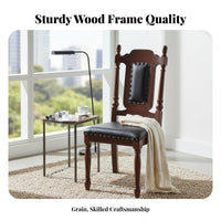Retro Design Upholstered High-Back Chair Solid Wood Legs Upholstered High-Back Seat Easy Assembly Kitchen Seating Rivet Accenting for Homeowners, Families, Interior Designers, Dining Room, Home Office, Restaurant