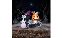 Inflatable Dog with Pumpkin Head LED Lights Skeleton Dog Inflatable Halloween Yard Decoration Lawn Ornament Outdoor for Party
