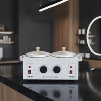 Double Depilatory Melter Countertop Two-Chamber Depilatory Warmer Appliance Electric for Estheticians, Spas, Home Waxing