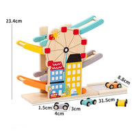 Wooden Race Track Car Ramp Multicolor Wooden Car Ramp Racer Educational Racetrack for Playroom, Classroom
