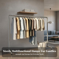 Thickened Steel Single Rod Clothes Rack Sturdy Industrial Pipe Clothing Rack Rust-Proof Liberated Standing Garment Stand Multi-Use for Homeowners, Boutique Owners, Balcony, Living Room, Bedroom, Courtyard
