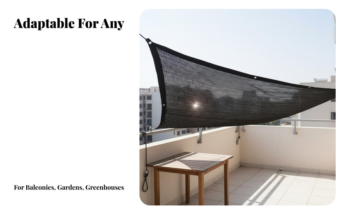 Protection Black Sunshade Net Heat Insulating Sun Shade Cloth Heavy Duty Black Mesh Sunshade Tear Resistant for Gardeners, Farmers, Balcony, Garden, Carport, Rooftop