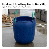 150L Uncovered Top Drum Sturdy-Duty Uncovered Top Plastic Barrel Iron Hoop Closure Barrel Long-Lasting Food Grade Storage