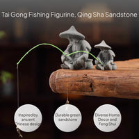 Qing Stone Fishing Old Man Figurine Desktop Decor