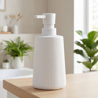 Ribbed Pump Bottle Dispenser Compact Plastic Pump Bottle Minimalist Soap Dispenser BPAsafe for Minimalists, Guest Room