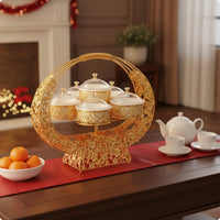 Compartment Snack Box with Lid Covered Candy Dish Dustproof Divided Serving Tray for Tea Time