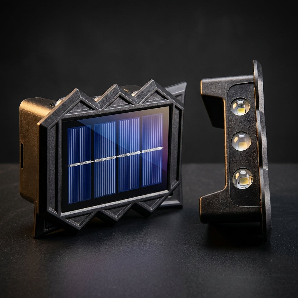 Garden Lights for Outdoor Night Light Use, Solar Lights with Integrated Solar Panel, 2 Pack of IP55 Waterproof Wall Lights, Fence Lights Lamp