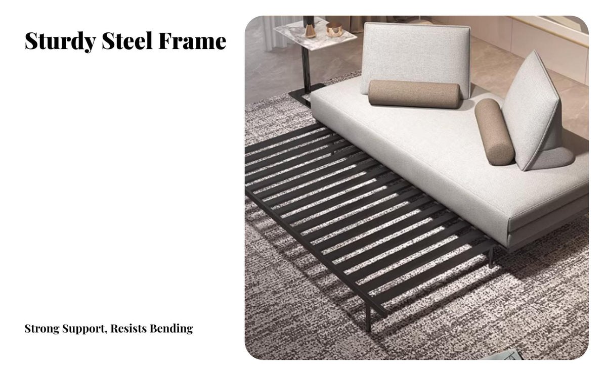 Foldable Design Fold-extendable Metal Frame Bed two-in-singleUse Sleeper Sofa Space-Saving transformable Couch Double Person Capacity for Apartment Dwellers, Students, Homeowners, Living Room, Bedroom
