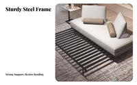 Foldable Design Fold-extendable Metal Frame Bed two-in-singleUse Sleeper Sofa Space-Saving transformable Couch Double Person Capacity for Apartment Dwellers, Students, Homeowners, Living Room, Bedroom