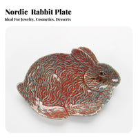 Ceramic Hare Plate Nordic Bunny Shaped Tray Jewelry Holder for Women, Gift Presenters, Dressing Table, Living Room