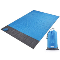Picnic Blanket and Waterproof Mat for Family Picnic, Sandproof Beach Blanket with Ground Stakes Included, Polyester Camping Mat, Storage Bagged
