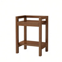Multi-Purpose Wooden Tea Table Space-Saving 2-Tier Side Table Sturdy Construction Solid Wood Nightstand Minimalist Design for Mahjong Players, Apartment Dwellers, Card Room, Bedroom, Balcony, Entryway